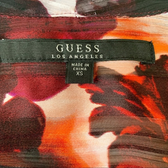 GUESS floral neck tie blouse S-M - Picture 8 of 9